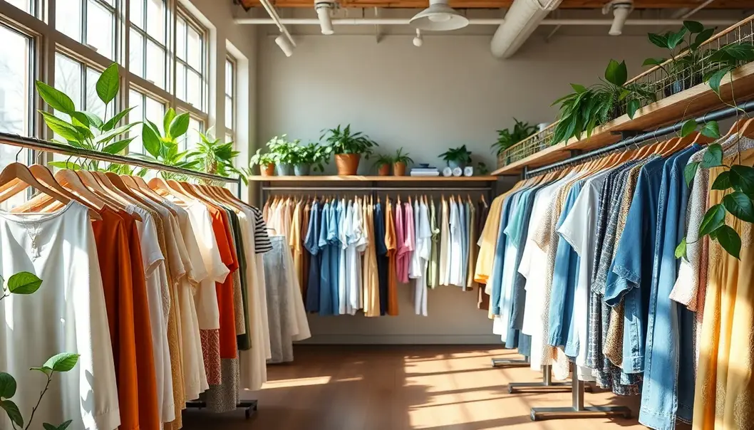 An eco-friendly fashion store showcasing sustainable clothing options.